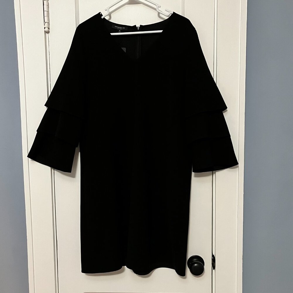 Lafayette 148 New York NWT black shift dress volume sleeve size medium - Picture 2 of 11